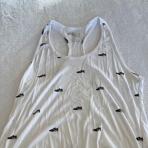 Nike White Tank Top with Black Shoe Pattern